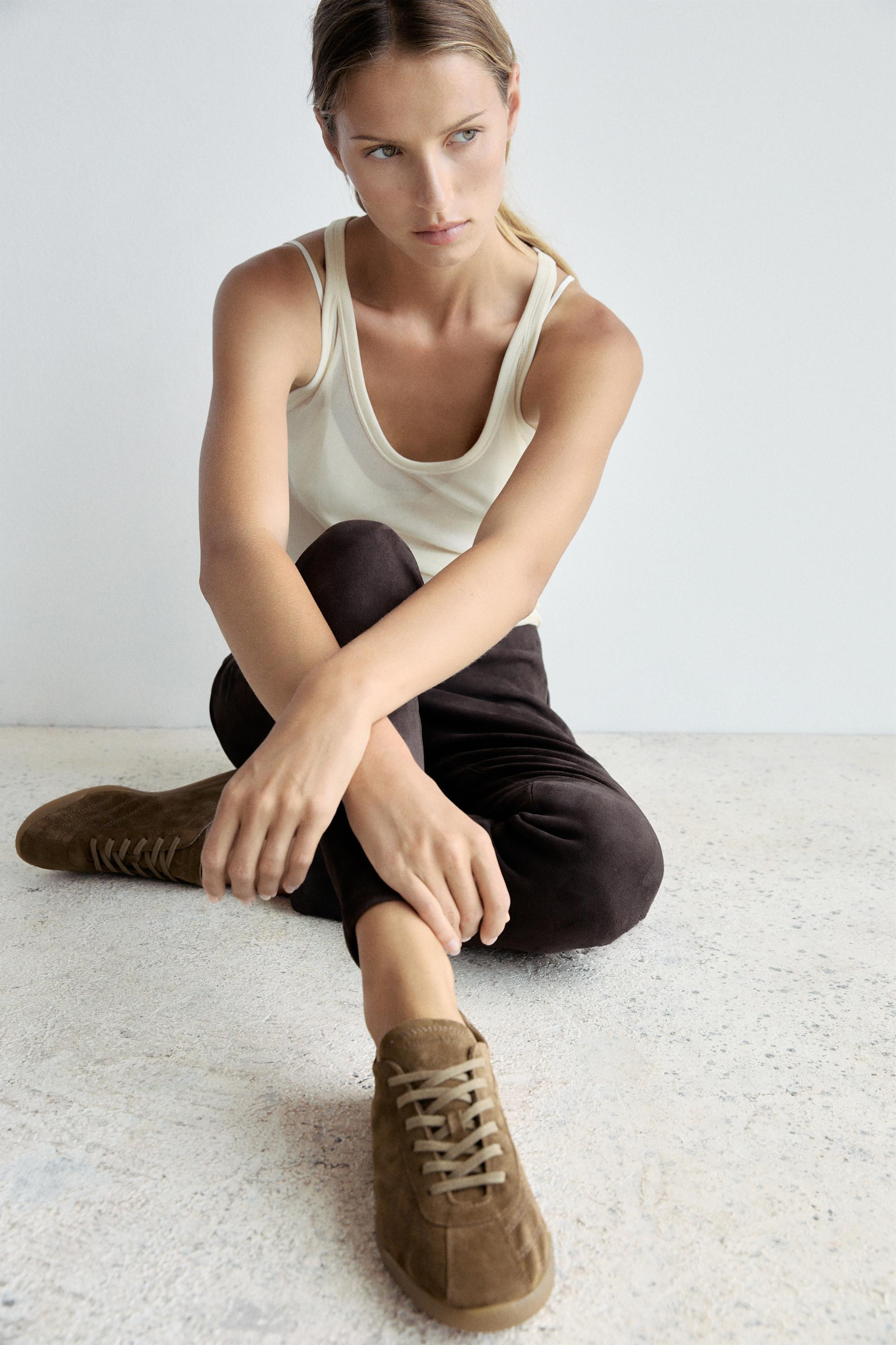 Split suede trainers | Massimo Dutti US