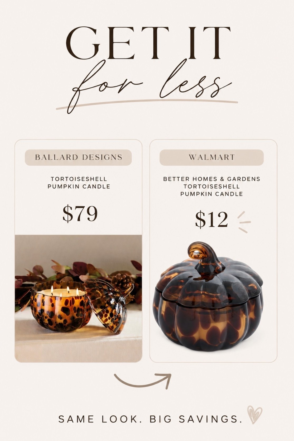 Designer fall vibes without the designer price tag 👀🎃 Found this tortoiseshell pumpkin candle at Walmart for just $12 and RAN 🤎

#FallHomeDecor #WalmartFinds #DesignerDupe #FallDecor #HalloweenDecor

#LTKHome #LTKSaleAlert #LTKSeasonal