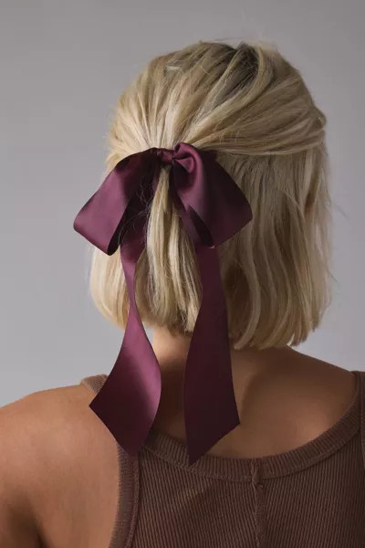 Drapey Satin Hair Bow Barrette | Urban Outfitters (US and RoW)