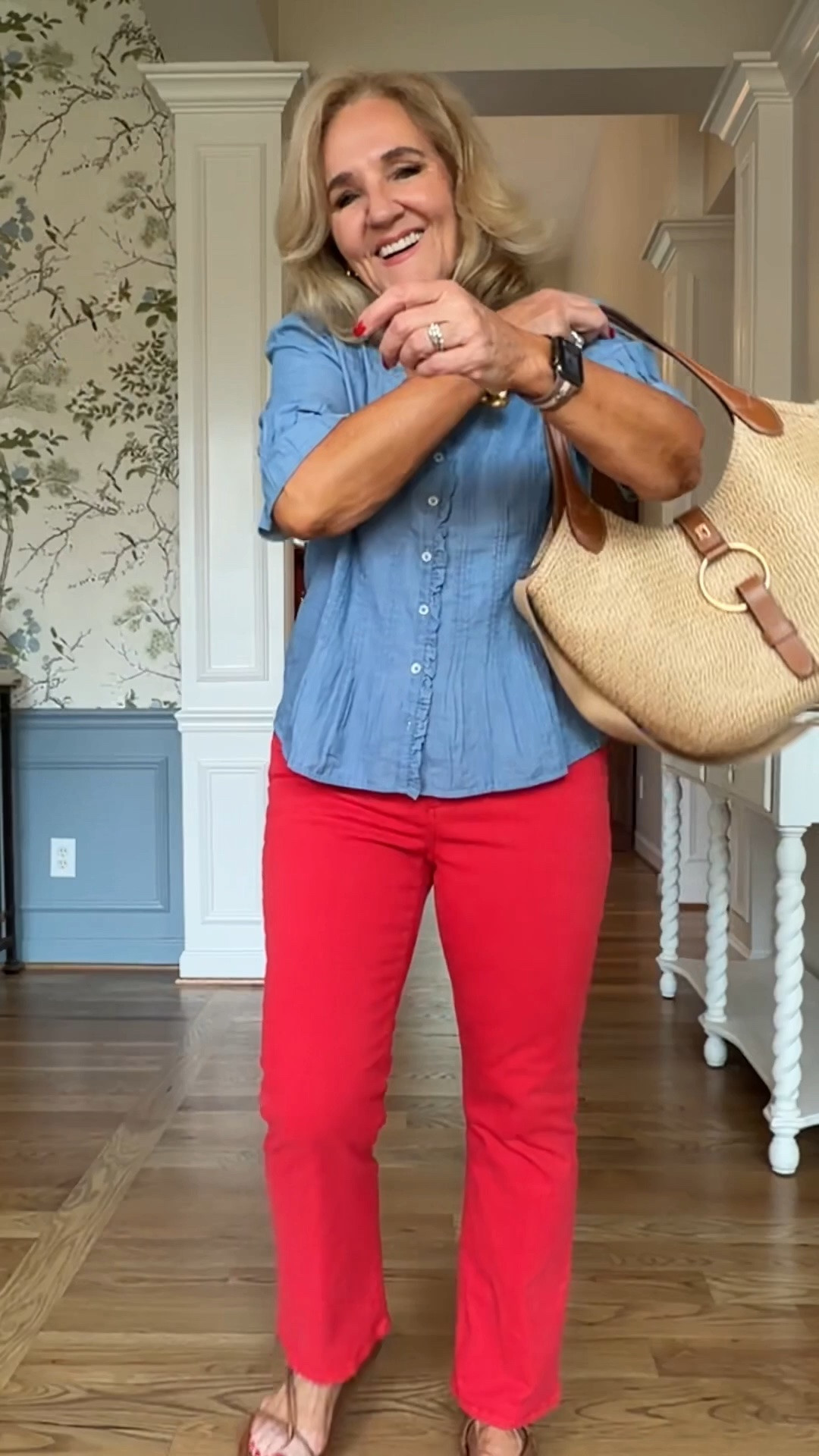 Favorite top size small 
Jeans run snug. This is a 29 reg but consider sizing up 
10% off my tote code NANETTE
20% off my heart necklace code NANETTE20

#LTKOver40 #LTKSaleAlert #LTKootd
