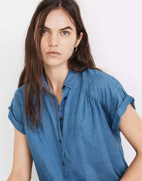Indigo Shirred Button-Up Shirt | Madewell