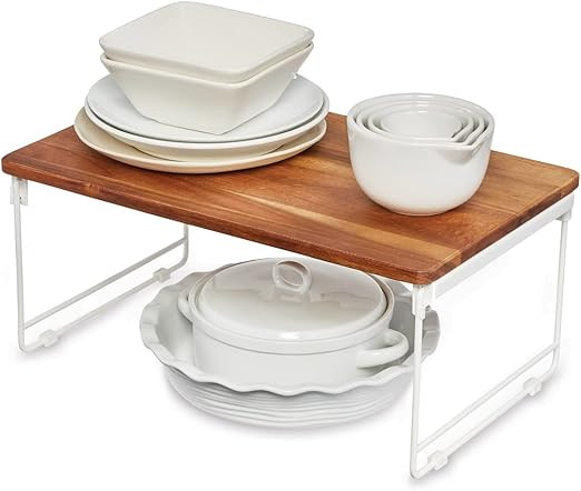 The Ría Safford Collection by iDesign Acacia Wood and Wire Pantry Riser, 10" x 16", Coconut | Amazon (US)