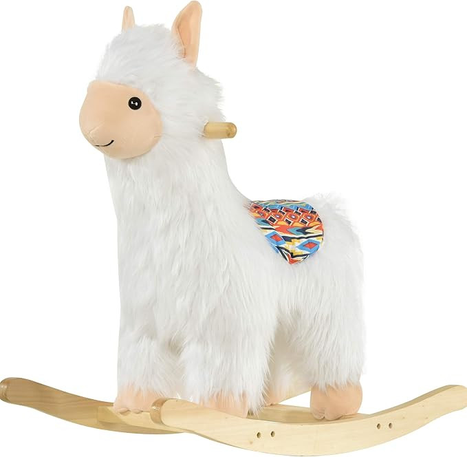 Qaba Kids Ride-On Rocking Horse Toy Llama Style Rocker Soft Plush Fabric for Children 18-36 Month... | Amazon (US)