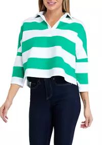 Crown & Ivy™ Women's 3/4 Sleeve Yarn Dyed Polo Shirt | Belk