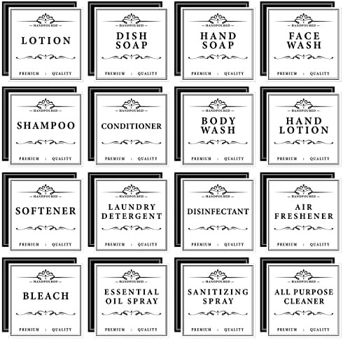 32 PCS Waterproof Soap Labels, Labels for Bottles, Bathroom-Kitchen Hand Soap Dispenser Labels St... | Amazon (US)