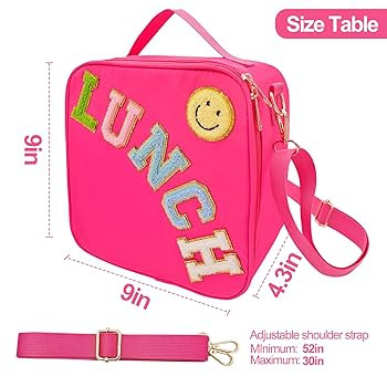 Insulated Lunch Bag With Adjustable Shoulder Strap, Nylon Preppy Lunch Box Large Insulated Lunch ... | Amazon (US)