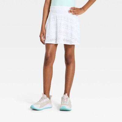 Girls' High-Rise Eyelet Active Skort - All In Motion™ White S | Target