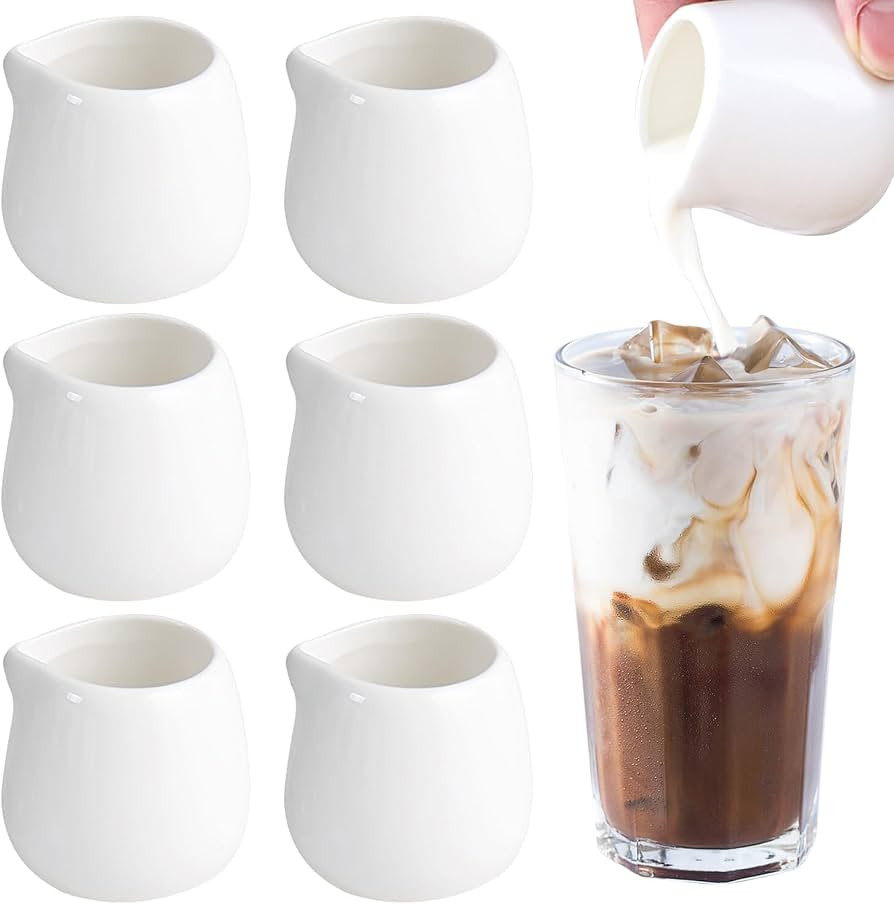 6 PCS Mini Cream Jugs, 50ml Mini Cream Pitcher, Small Creamer for Milk, Coffee, Tea, Jam, Sauces | Amazon (US)