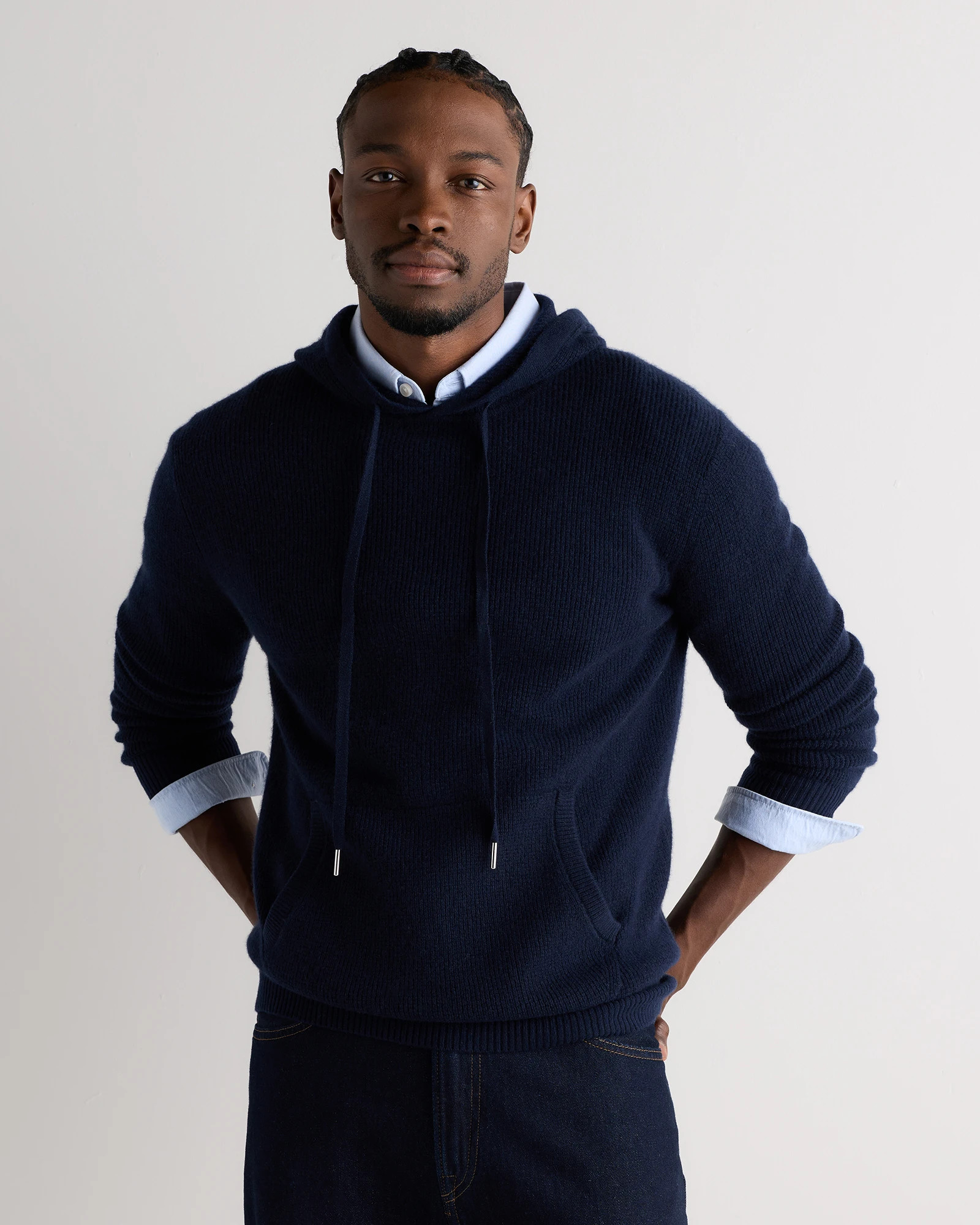 Quince | Men's 100% Mongolian Cashmere Waffle Hoodie in Black, Size XXL | Quince