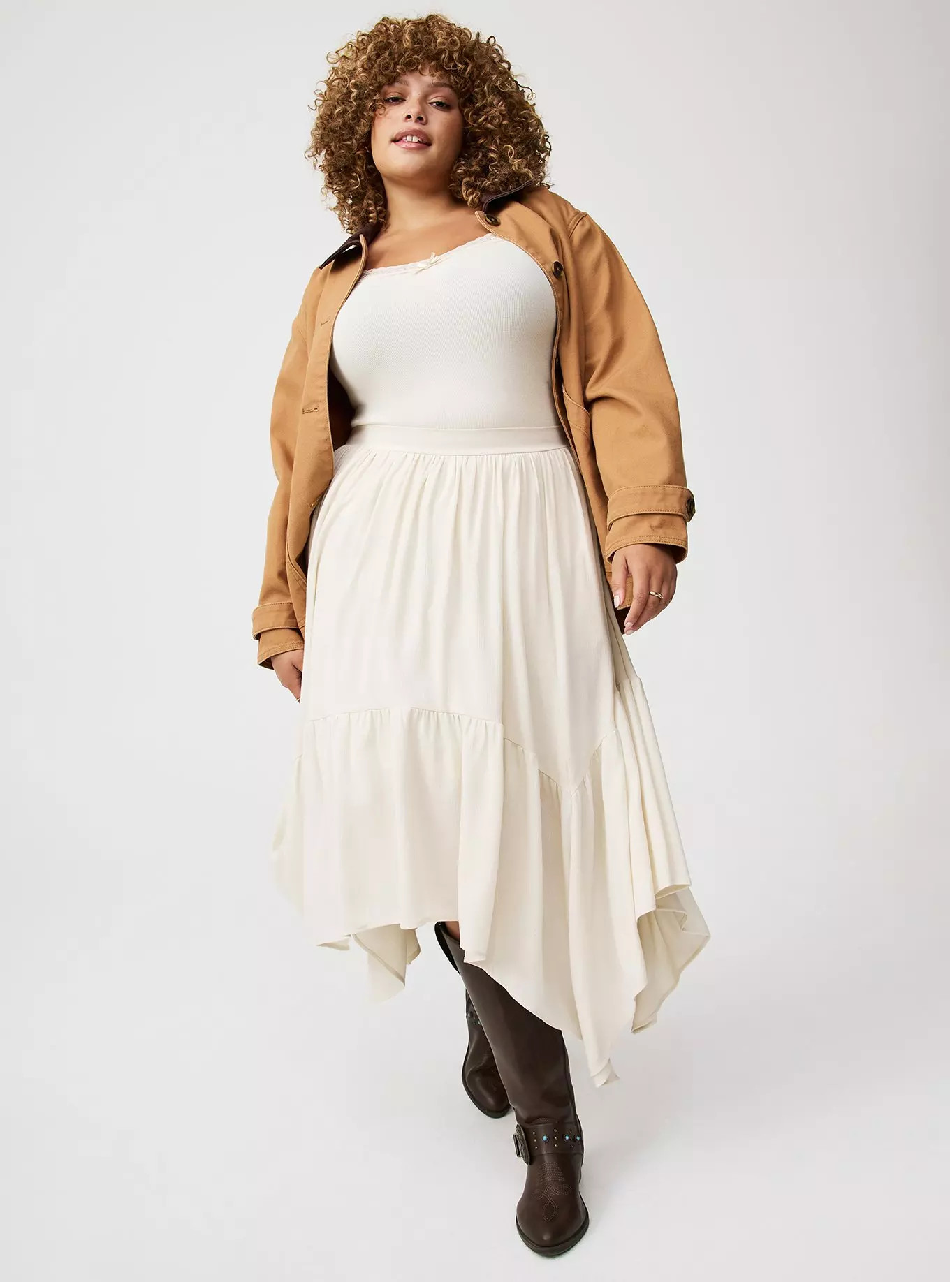 Tiered Hanky Hem Maxi Skirt | Torrid (US & Canada)