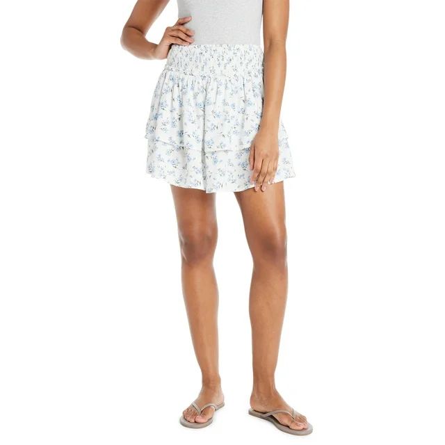 No Boundaries Women’s Floral Tier Mini Skirt, Sizes XS-3XL | Walmart (US)