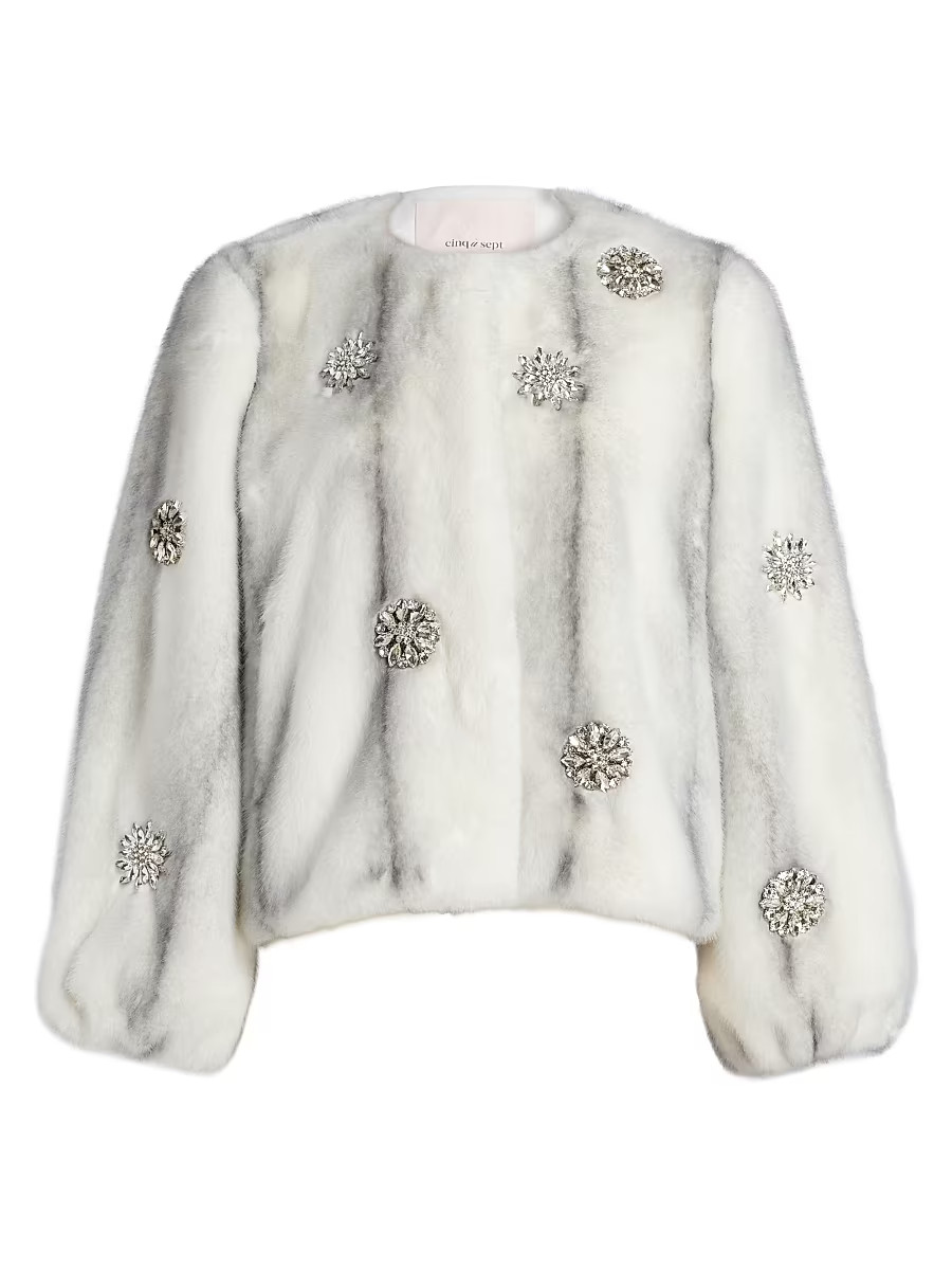 Women's Benson Brooch Faux-Mink Coat - Ivory Clear - Size XXS | Saks Fifth Avenue