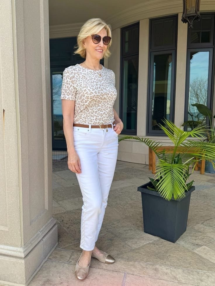 A little mix of classic and playful always feels like a good idea. 🤍🐆 These white cropped jeans paired with a leopard print tee and ballet flats are one of those easy outfits that still has a bit of personality.

I love how the white denim keeps everything feeling fresh, while the print adds just the right amount of fun. And ballet flats are always my go-to when I want comfort without giving up style.

#LTKSeasonal #LTKOver40 #LTKootd