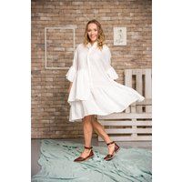 Boho Linen Dress, White Shirt Plus Size Linen, Oversize Avant Garde Clothing, Ruffle Romantic Tunic | Etsy (US)