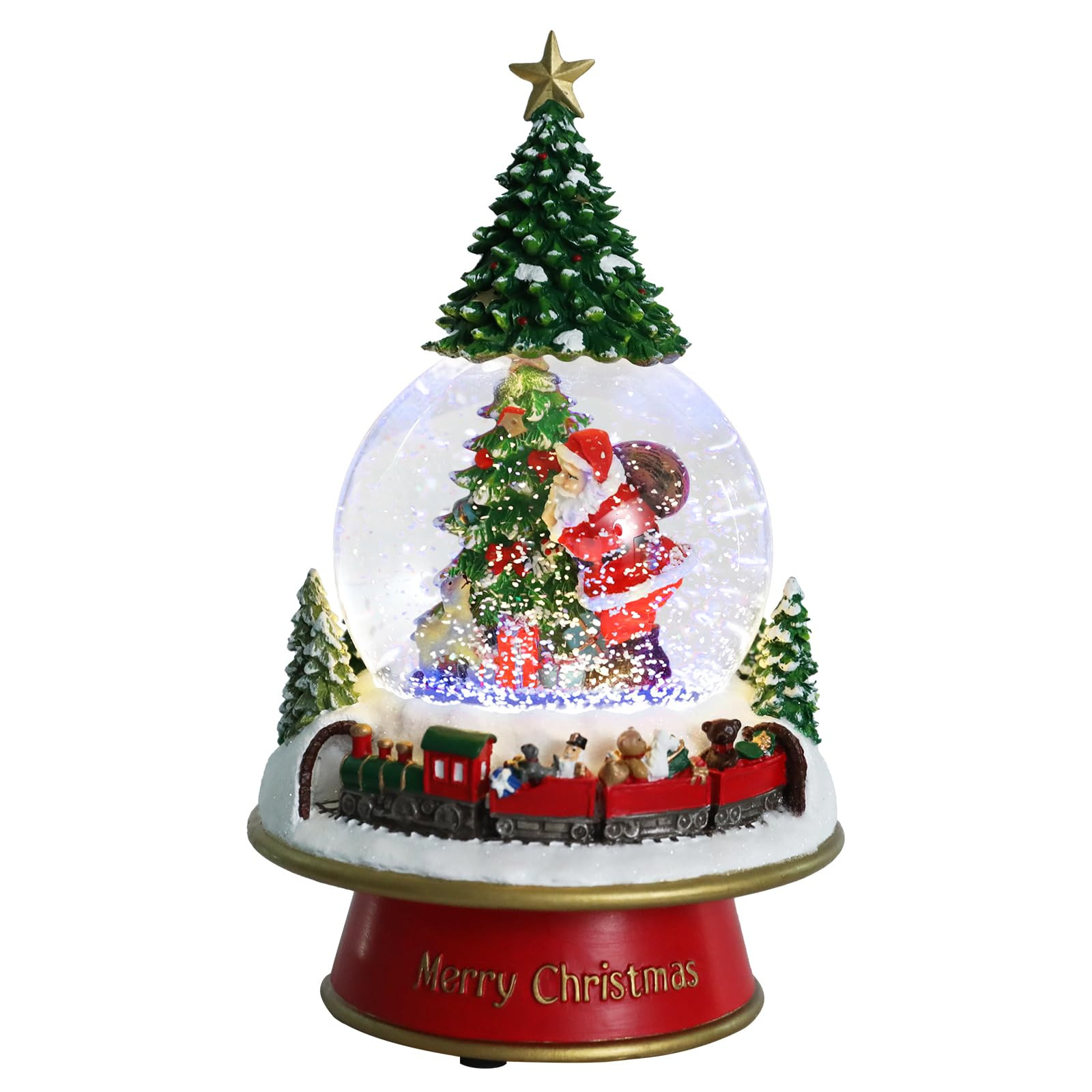 Bdor Christmas Snow Globe - Santa & Christmas Tree & Train, Snow Globe with Music Box Color Chang... | Amazon (US)