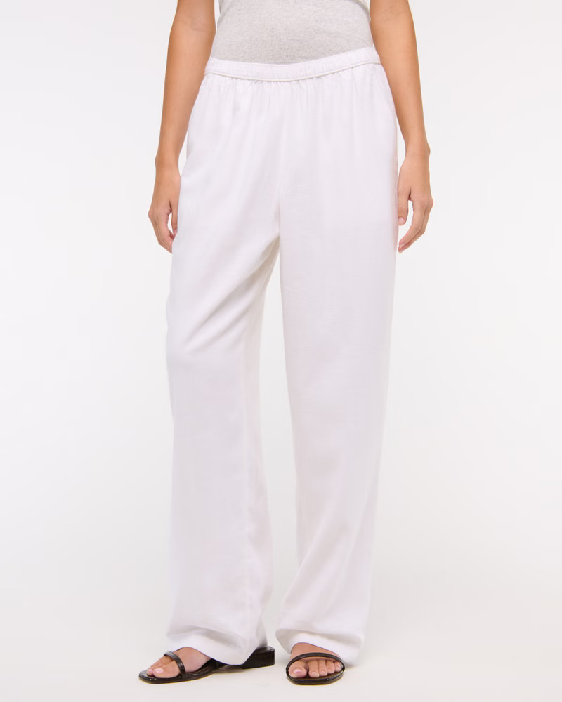 Straight Linen-Blend Pull-On Pant | Abercrombie & Fitch (US)