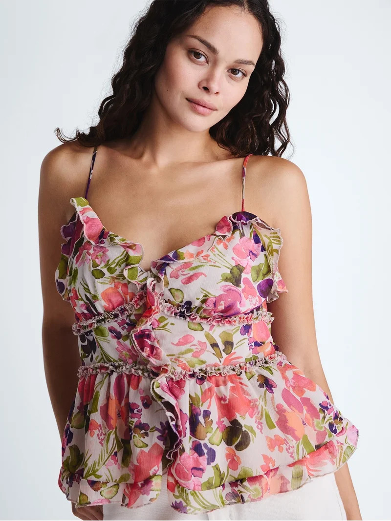 Scoop Women's and Women's Plus Ruffle Camisole Tank Top, Sizes XS-4X | Walmart (US)