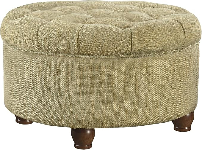 Homepop Home Decor |N8264-F1077 | Large Button Tufted Woven Round Storage Ottoman | Ottoman with ... | Amazon (US)