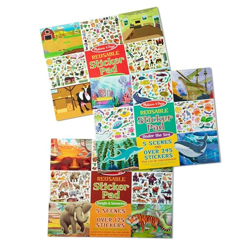 Melissa & Doug Reusable Sticker Pad Bundle - Jungle, Farm & Under the Sea - Art Activities For Kids, Restickable Stickers, Arts And Crafts For Kids Ages 3+ | Amazon (US)