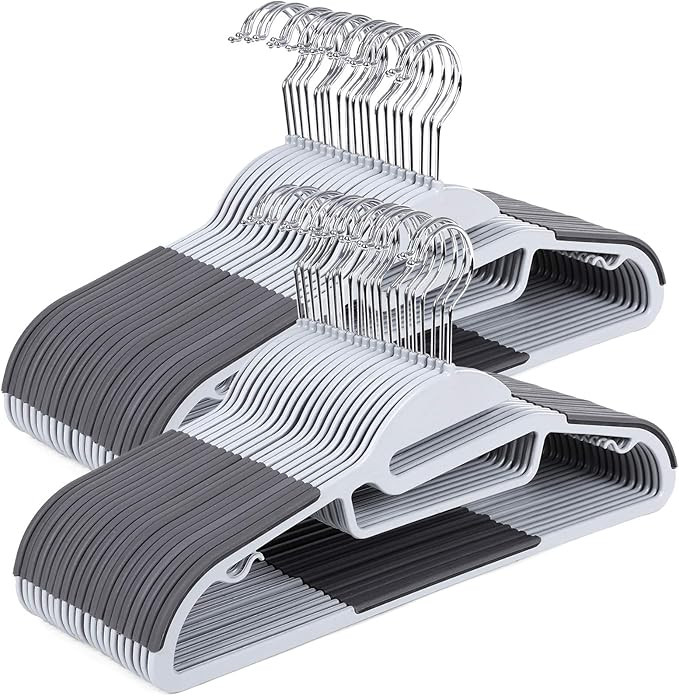SONGMICS 50 Pack Coat Hangers, Premium Quality Plastic Suits Hangers, Heavy Duty, S-Shaped Openin... | Amazon (US)
