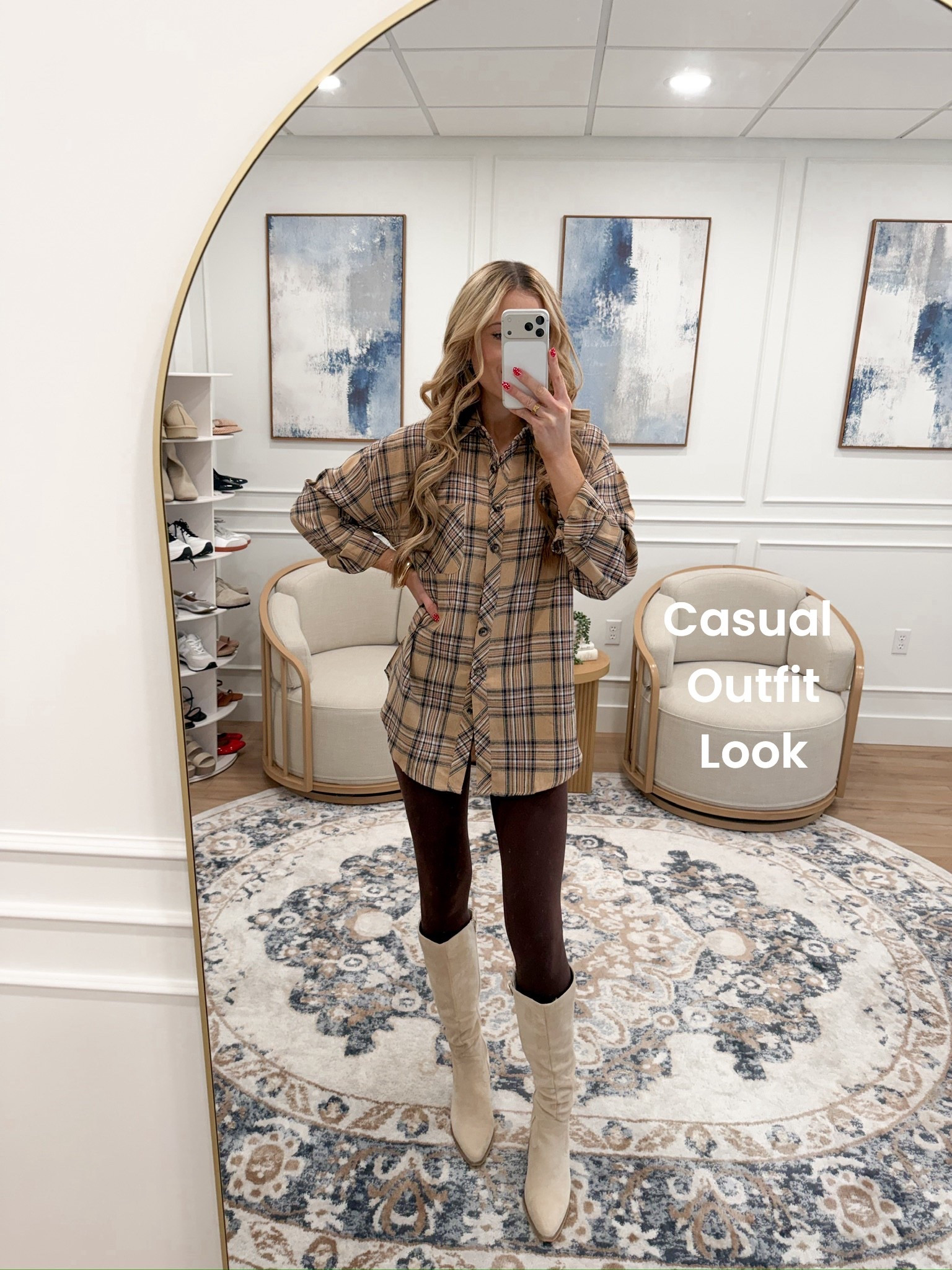 This plaid button-down is one of those easy winter pieces I keep reaching for — soft, long enough for leggings, and cute enough to wear out. I sized up for an oversized fit and paired it with tall boots for a cozy, everyday look. 🤎

#LTKFindsUnder50 #LTKSeasonal #LTKTall