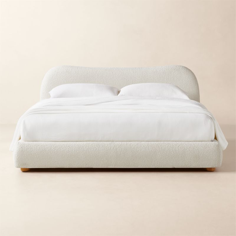 Diana White Boucle King Bed + Reviews | CB2 | CB2