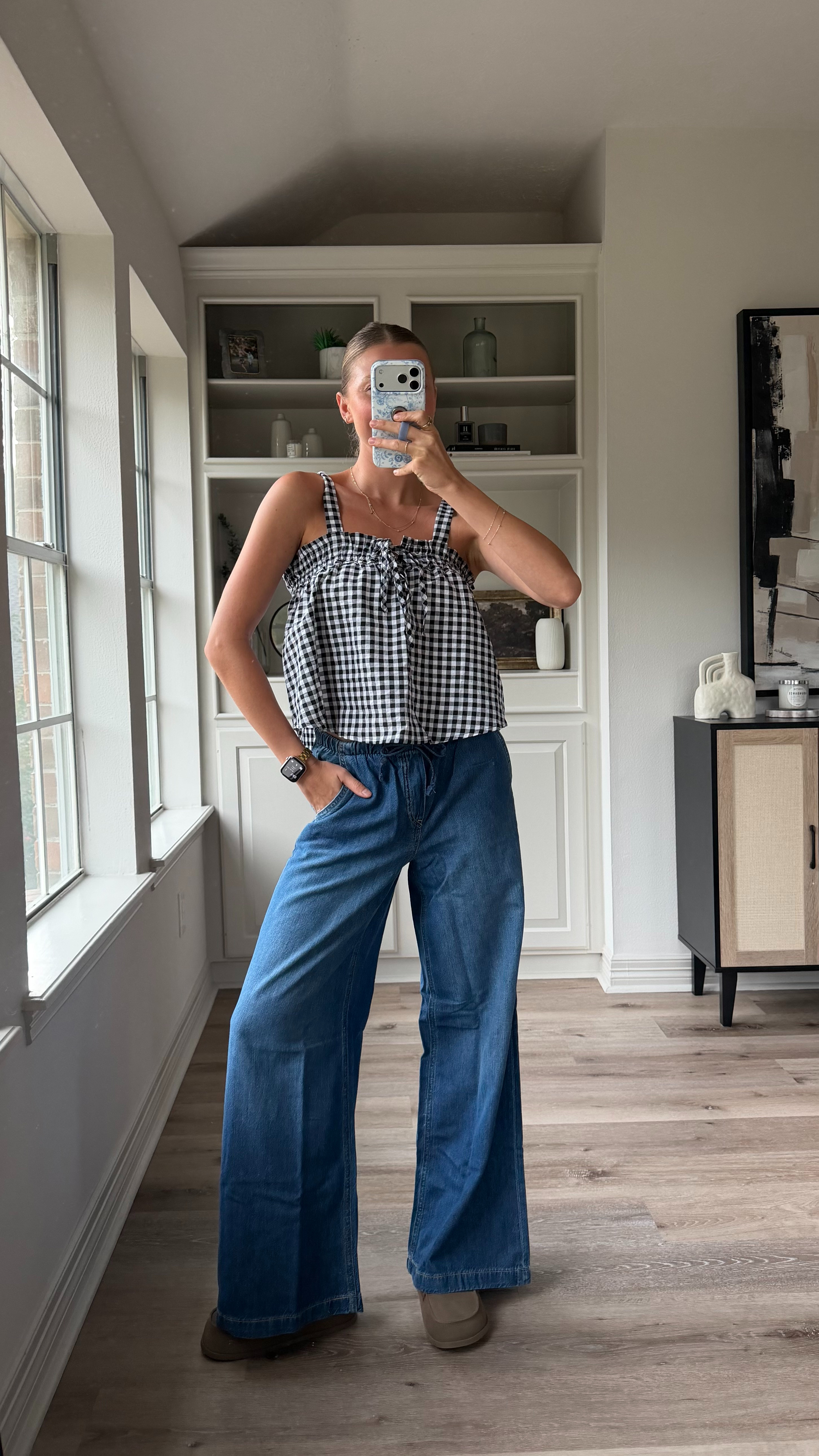 Comfy pull on drawstring jeans for fall!! Size S in pants and M in tank.
 

 #LTKgrwm #LTKootd #LTKmomlife