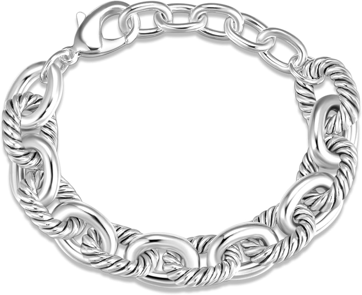 UNY JEWEL Twisted Cable Wire Link Chain Bracelet Two Tone Designer Brand Inspired Women Jewelry V... | Amazon (US)