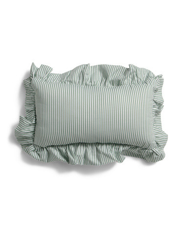 9x16 Newport Striped Ruffle Pillow | Polyester/Cotton | Marshalls