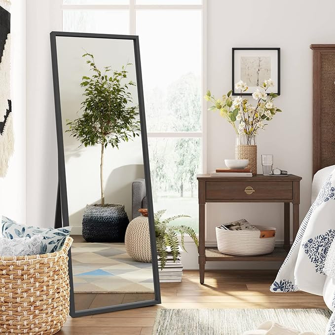 MIRUO Full Length Mirror, 59" x 20" Floor Mirror with Stand, Mirror Full Length for Wall, Free St... | Amazon (US)