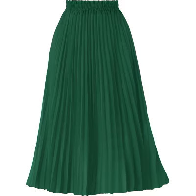 LEVEN SIXTEEN Women's High Waist Pleated A-Line Midi Skirt - Swing Flare Design Deep Green Deep Green Medium | Target