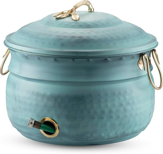 LifeSmart Decorative Garden Hose Storage Holder Pot with Lid | Expandable Water Hose Container 12... | Amazon (US)