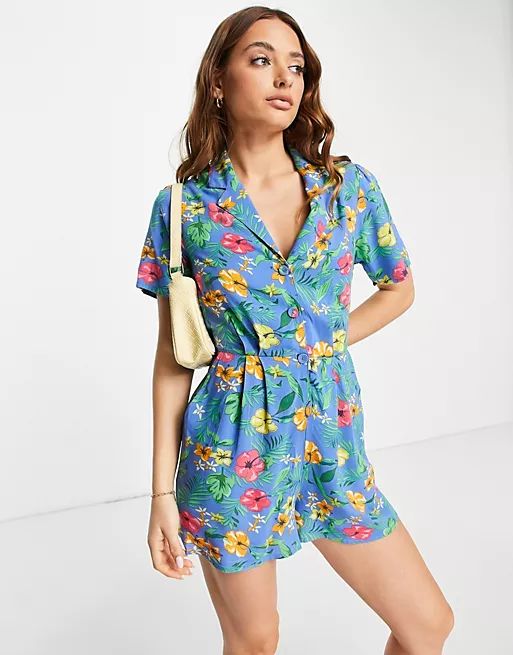 River Island floral romper in blue | ASOS (Global)