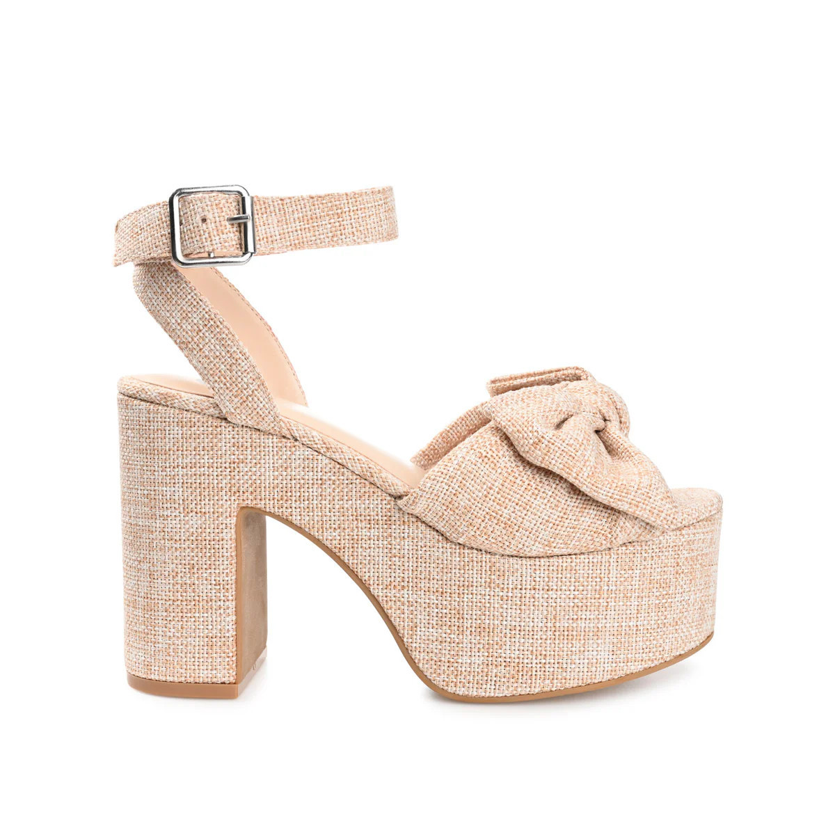 ZENNI BLOCK HEELED SANDALS IN FABRIC | Journee Collection