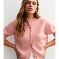 Women's Pink Crew Neck Knit Cardigan New Look | New Look (UK)