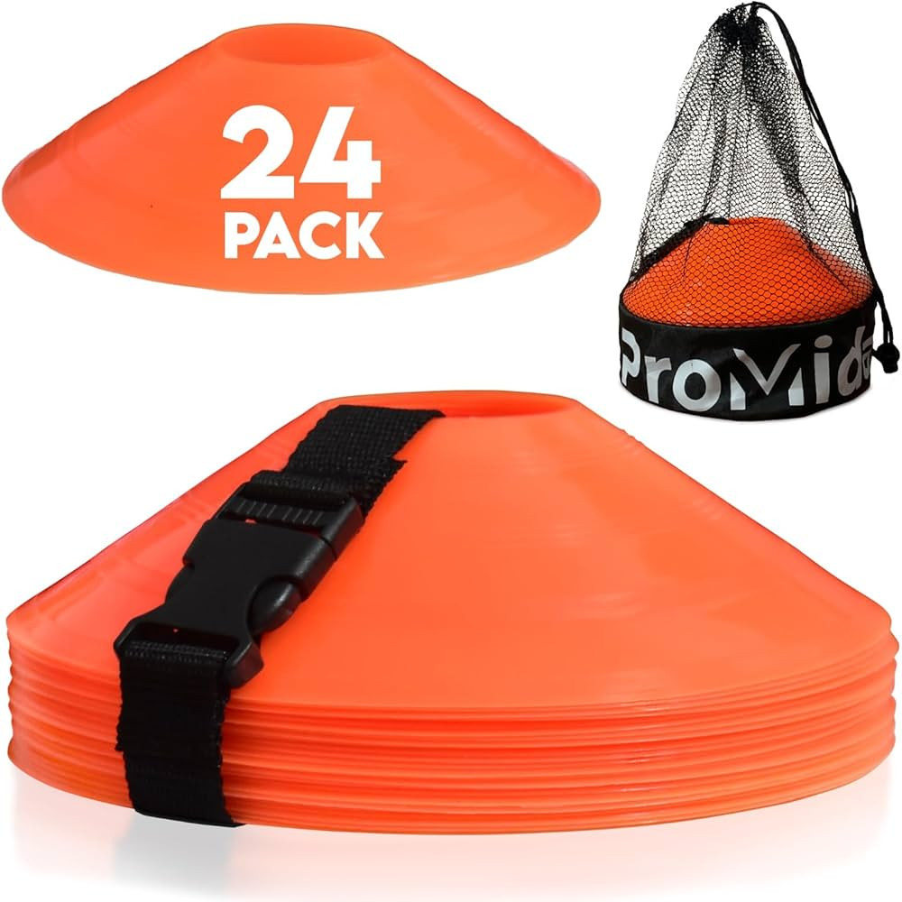 Soccer Cones for Training - (24, 50 & 100 Pcs) with Mesh Bag & Strap - Flexible & Heavy Duty - Be... | Amazon (US)