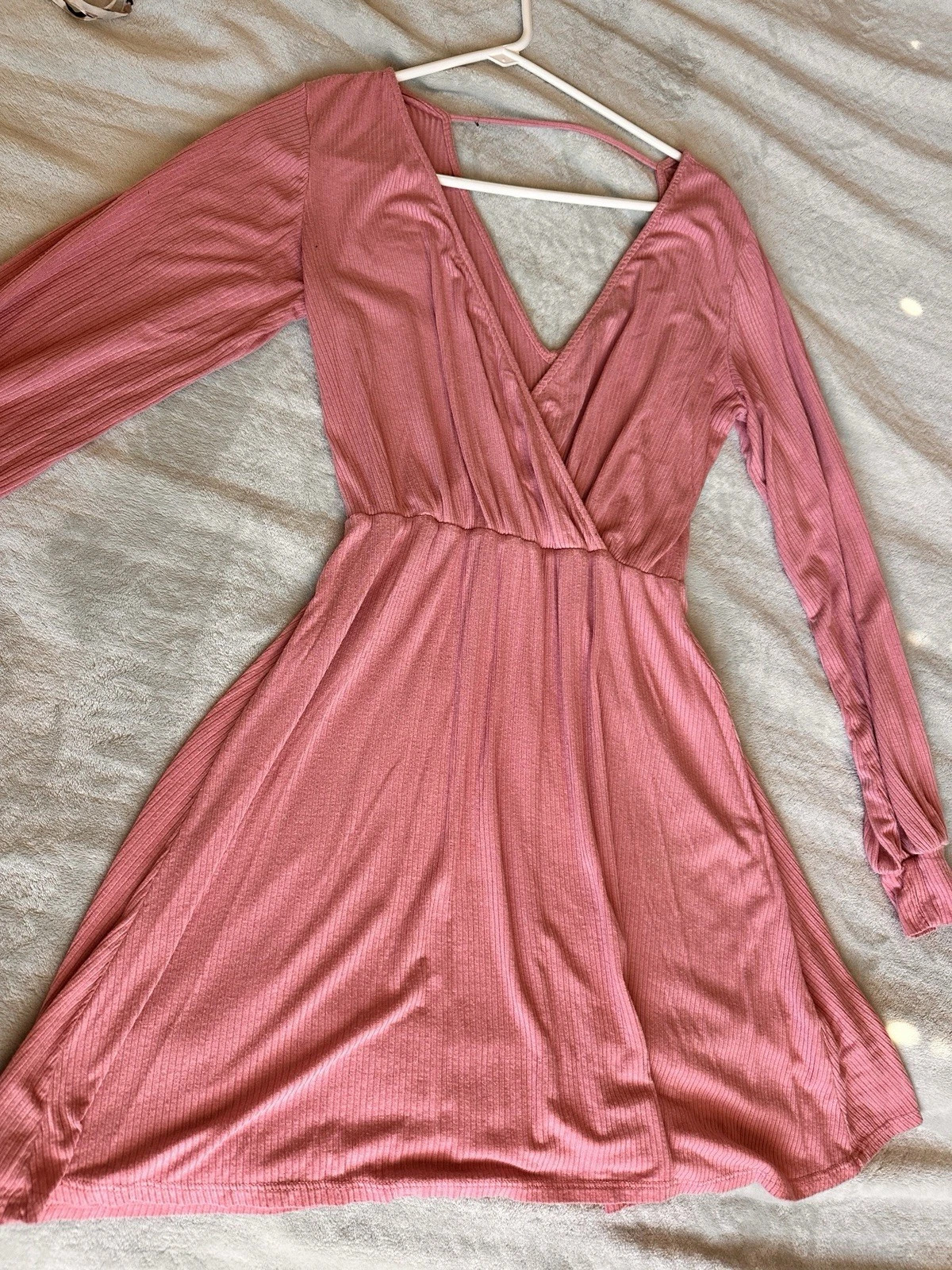 Women's Flax V-Neck Tunic Dress Coral Pink, Long Sleeve, Size Medium | eBay | eBay US