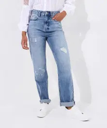 Elsa Distressed Straight Leg Jeans | Joe Browns