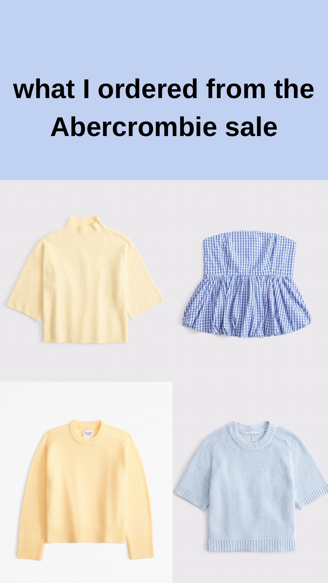 Items I got from the Abercrombie sale!! 
Size small in everything! 

#LTKPetite #LTKSeasonal #LTKStyleTip