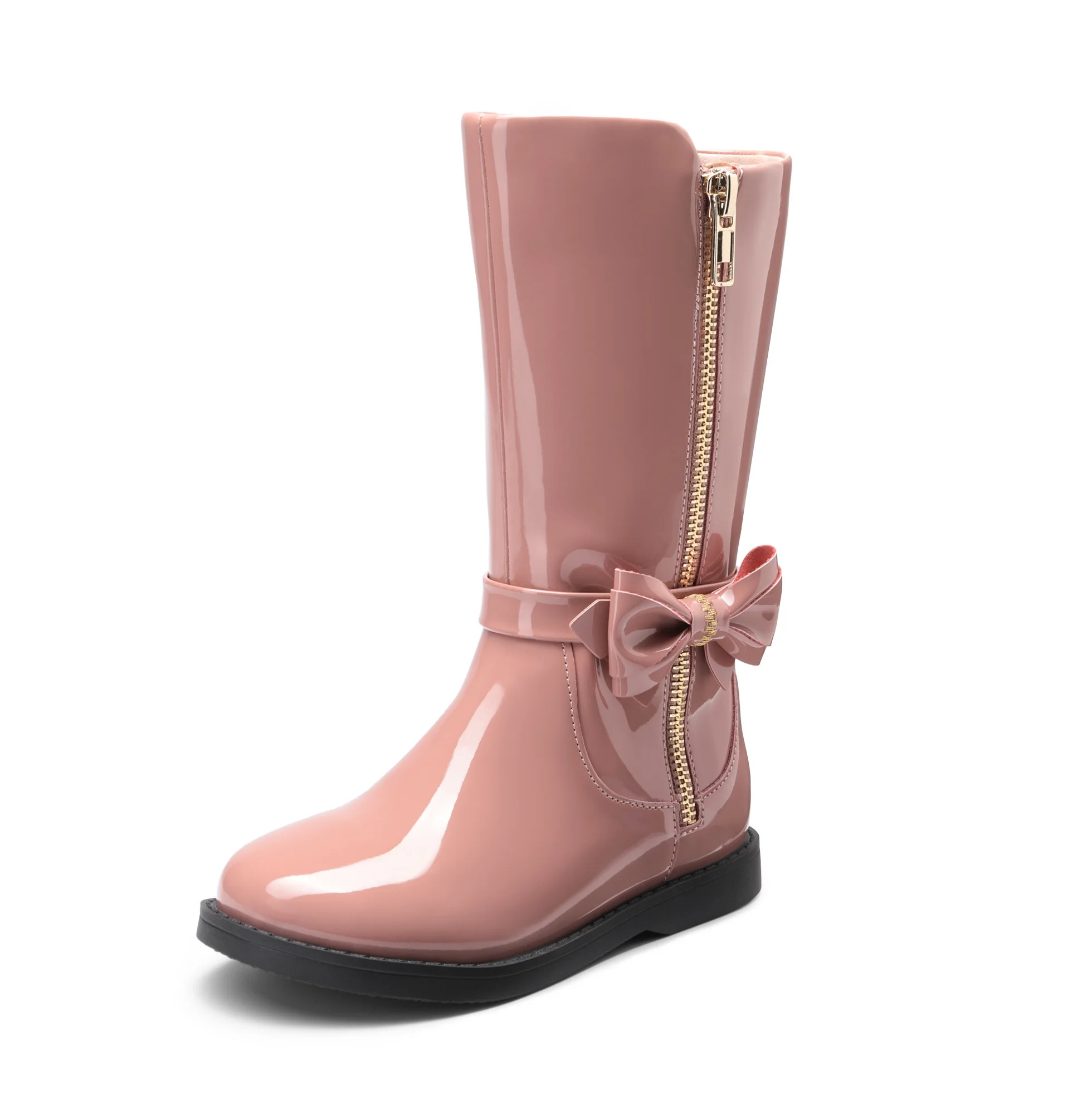 Dream Pairs Girls Mid Calf Boots Side Zipper Riding Shoes (Toddler/Little Kid) SDBO224K PINK/PAT ... | Walmart (US)