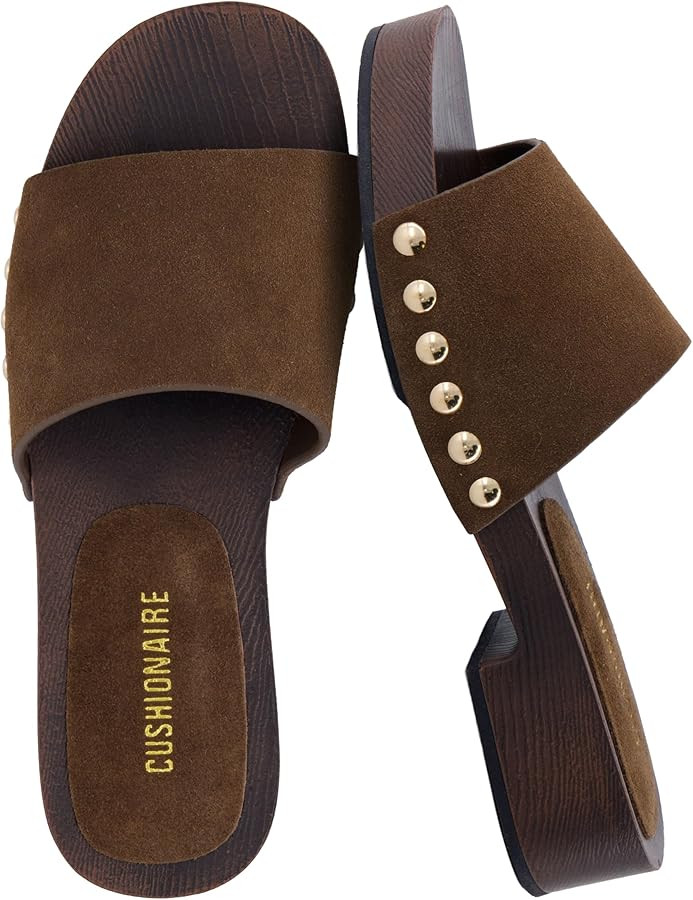 CUSHIONAIRE Timmi 100% Genuine Suede Slides for Women, Slip On Low Heeled Dress Sandal with Studd... | Amazon (US)