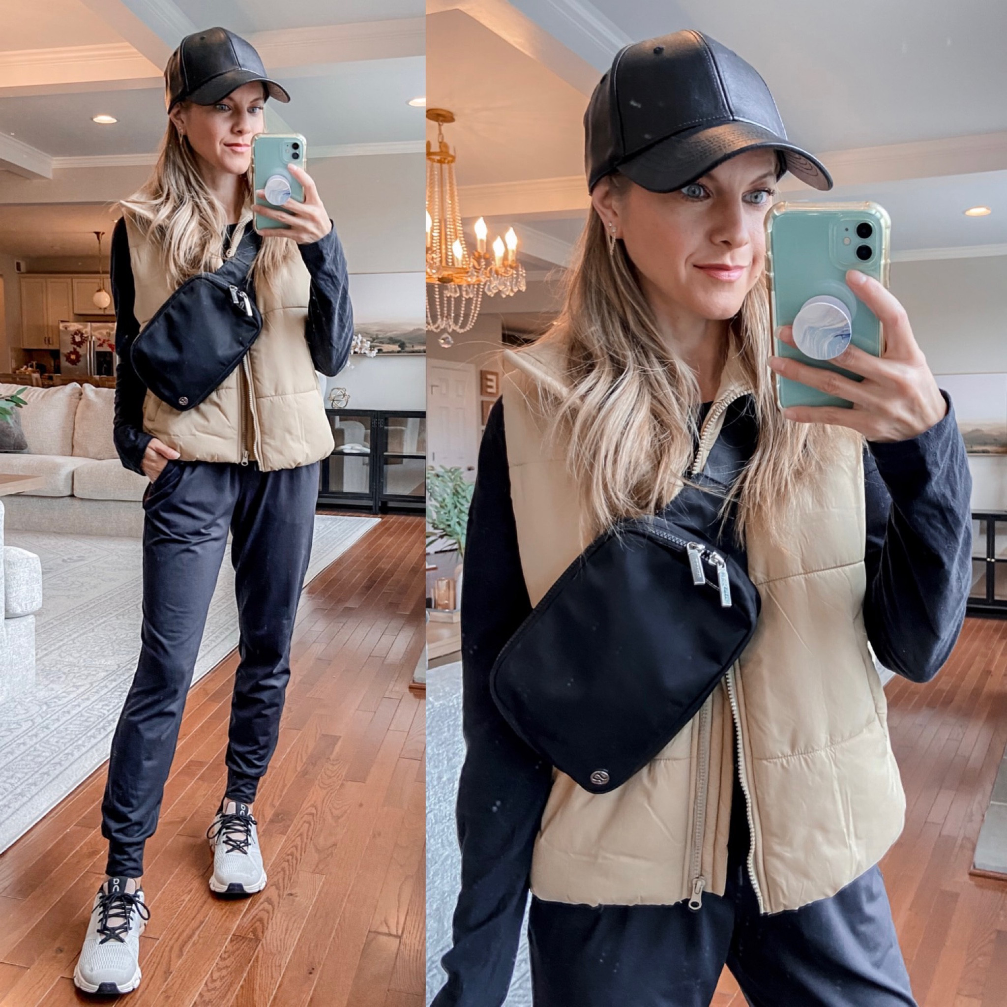 Athleisure Outfit:
Amazon cropped puffer vest
Black joggers
Black faux leather ball cap
Lululemon belt bag
On Cloud sneakers

#LTKfindsunder50 #LTKfitness #LTKstyletip