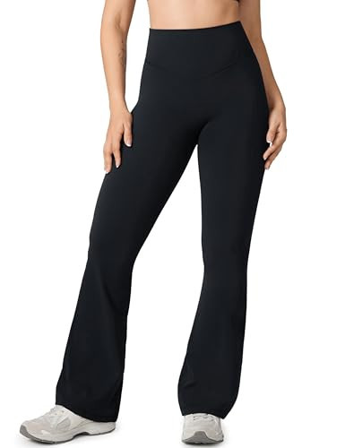 UNISSU Hugcurve No Front Seam High Waisted Flare Leggings for Women Bootcut Yoga Pants Buttery Soft Lounge Workout - 31.5'' Black Small | Amazon (US)