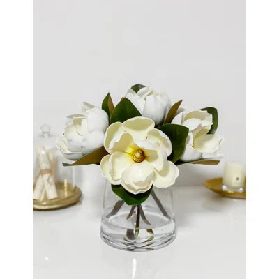 Premium REAL TOUCH White/Cream Magnolia Stems – Lifelike Faux Magnolia Flowers | Wayfair North America