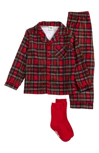 Infant Girl's Little Me Plaid Two-Piece Pajamas & Socks Set | Nordstrom