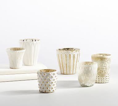 Eclectic Mercury Votive Holders, Set of 6 - White | Pottery Barn (US)