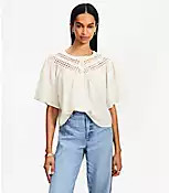 Clip Lace Yoke Swing Blouse | LOFT
