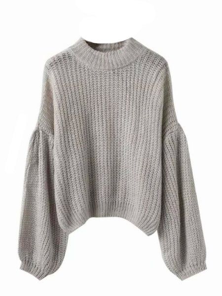 'Karis' Puffy Sleeve Chunky Knit Sweater (3 Colors) | Goodnight Macaroon