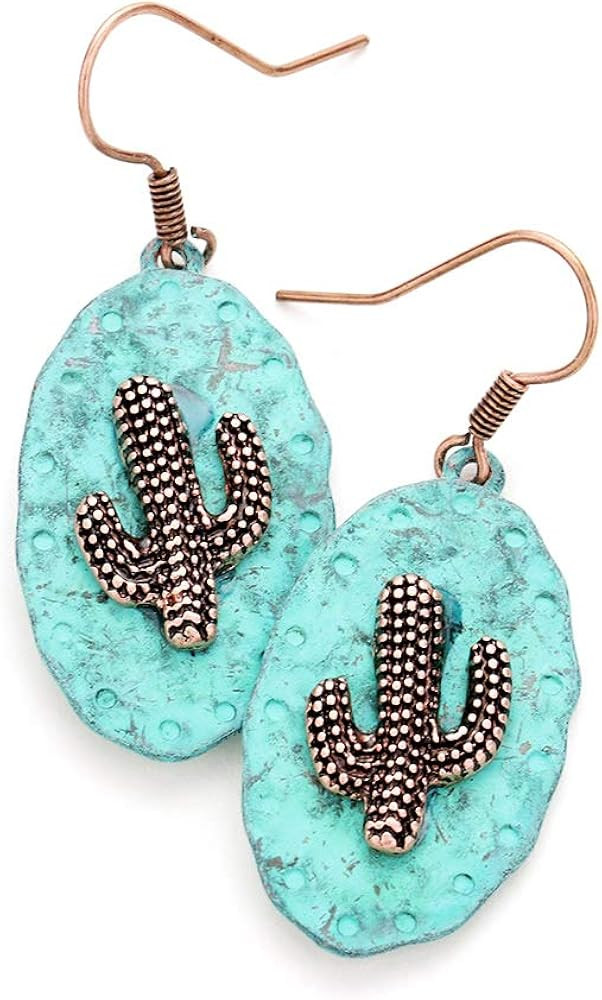 Liavy's Two Tone Metal Cactus Fashionable Earrings - Fish Hook - Unique Gift and Souvenir | Amazon (US)