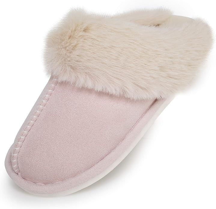Womens Comfy Slippers Faux Fur House Shoes Indoor Outdoor Bedroom Warm Lady Memory Foam Fuzzy Sli... | Amazon (US)